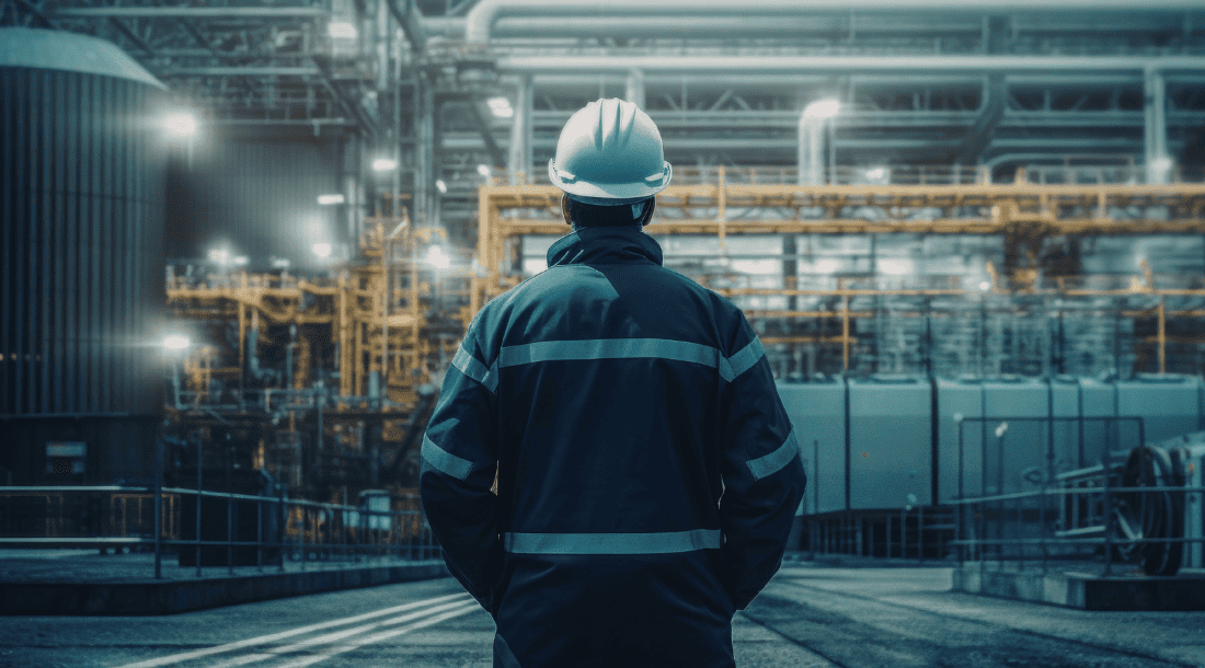 Operario en planta industrial aplicando mejora continua en la empresa para aumentar productividad y eficiencia con apoyo de Resultae