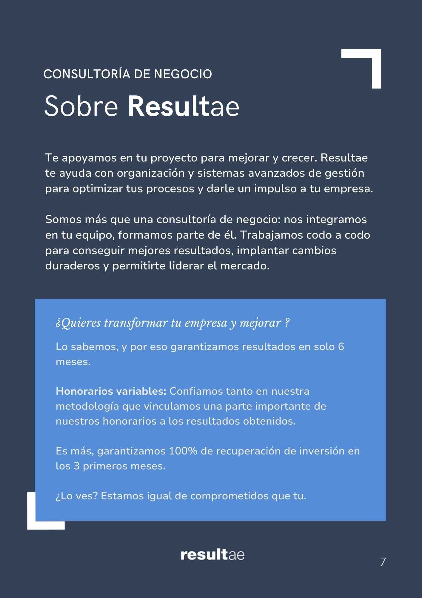 Imagen del Libro negro de la productividad - Capítulo 6 sobre la consultoría de negocio de Resultae y su compromiso con resultados reales en pymes industriales