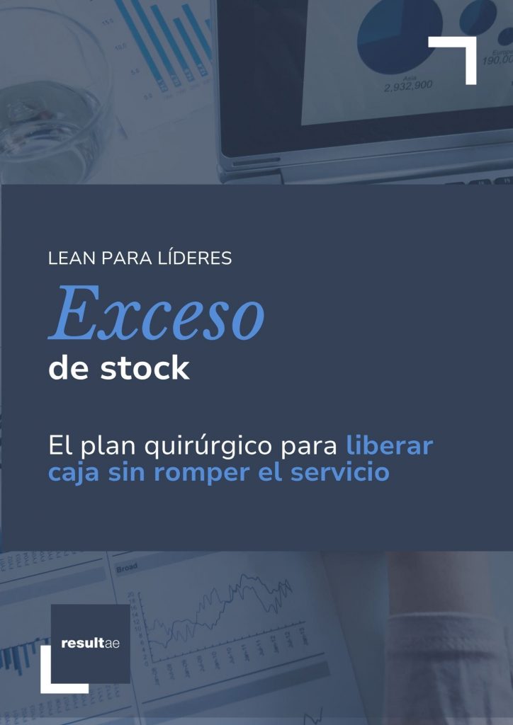 portada ebook Resultae sobre cómo reducir el exceso de stock y liberar caja en tu empresa aplicando estrategia Lean para líderes