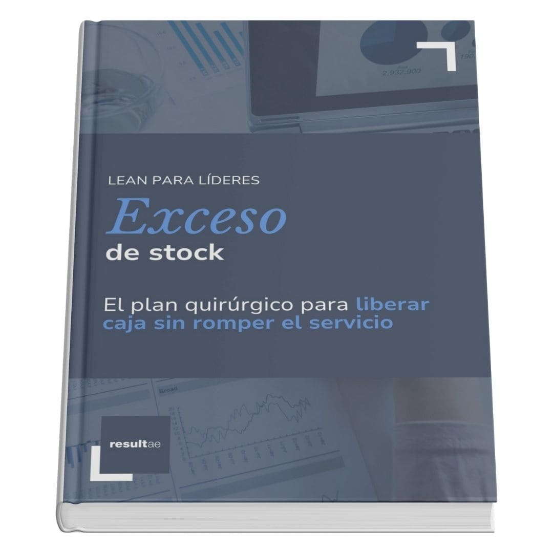 portada del ebook sobre cómo reducir el exceso de stock y liberar caja en tu empresa con enfoque Lean para líderes – Resultae
