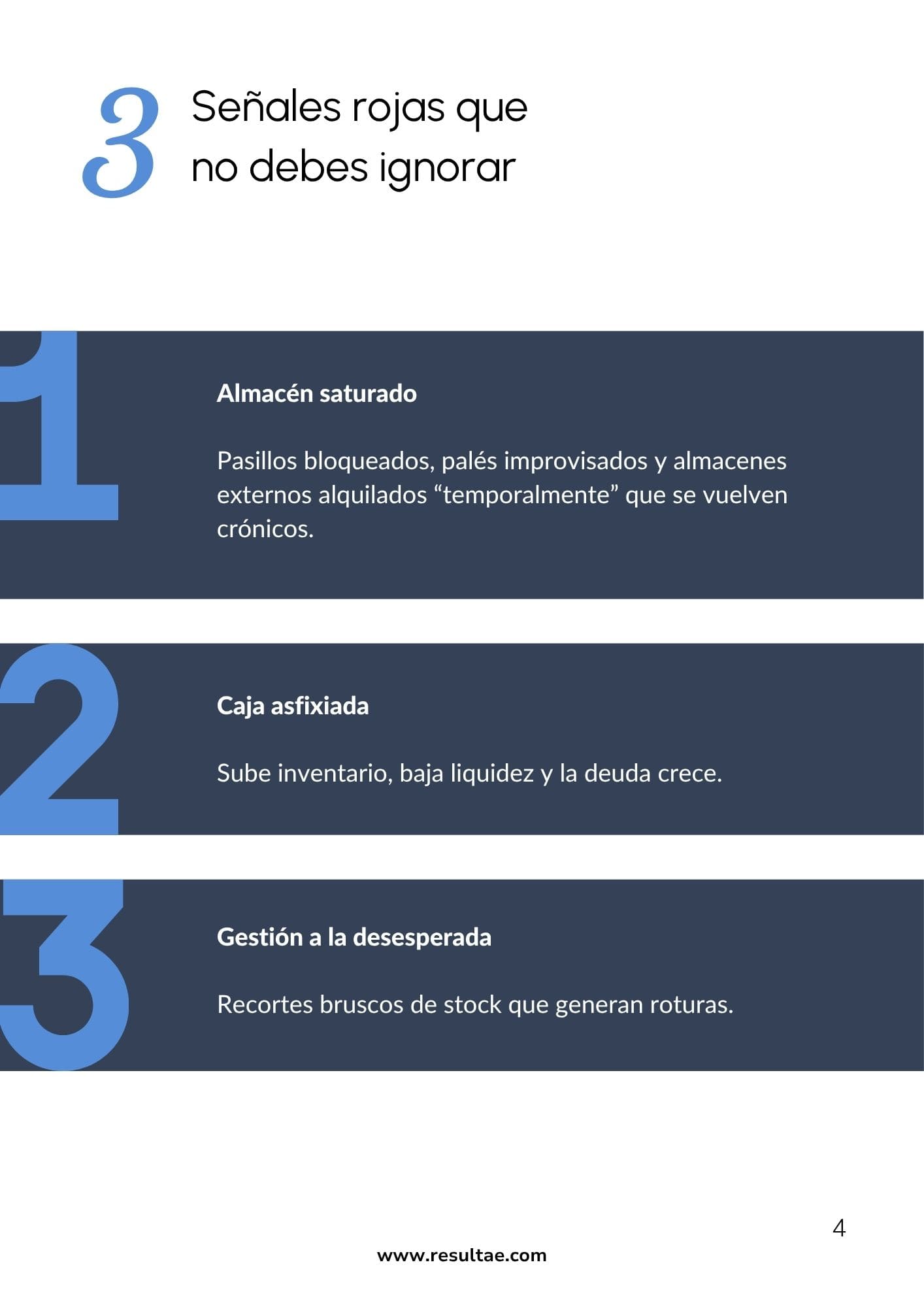 señales visuales del exceso de stock: almacén saturado, caja asfixiada y decisiones reactivas – cómo liberar caja en tu empresa (Resultae)