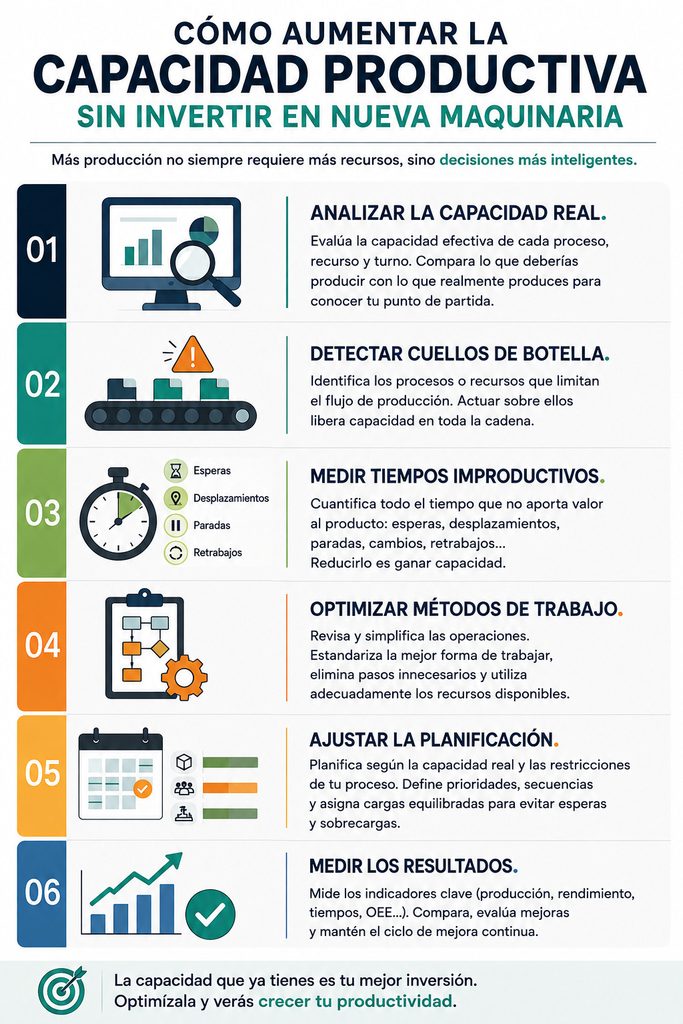 Infografía de cómo aumentar la capacidad productiva