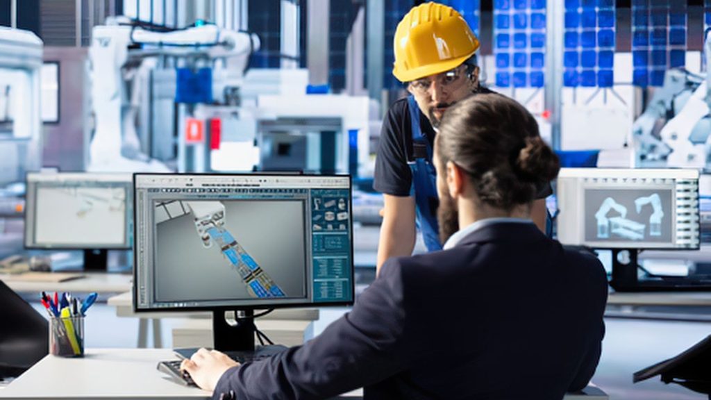 Dos trabajadadores en una planta insutrial